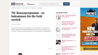 
                            6. TK: Bonusprogramm - so bekommen Sie Ihr Geld …