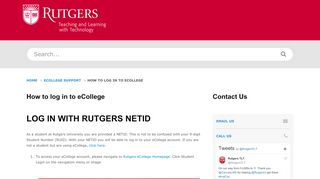 
                            8. TLT Support | How to log in to eCollege - Rutgers University