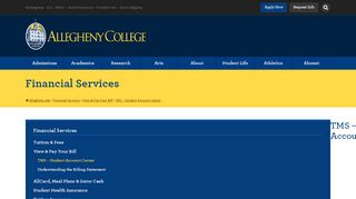 
                            5. TMS – Student Account Center « Financial ... - Allegheny College