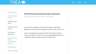 
                            8. TNEA 2019 Random Number Online Released online for Engg ...