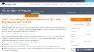 
                            3. TNEA Counselling 2019: Seat Allotment (Out), Cutoff ...