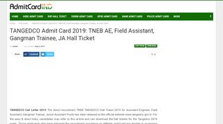 
                            7. TNEB TANGEDCO Hall Ticket 2019 - …