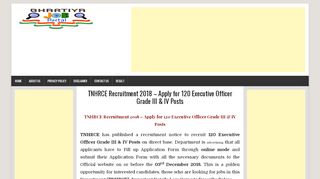 
                            3. TNHRCE Recruitment 2018 – Apply for 120 Executive Officer ...