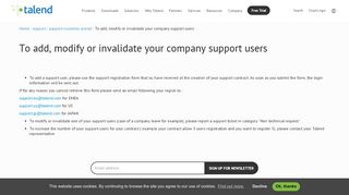 
                            7. To add, modify or invalidate your company support ... - Talend