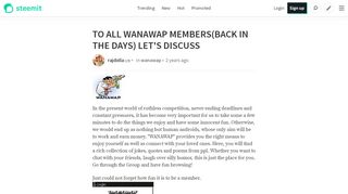 
                            4. TO ALL WANAWAP MEMBERS(BACK IN THE DAYS) LET'S ...