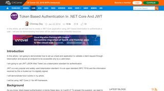 
                            2. Token Based Authentication In .NET Core And JWT - C# Corner