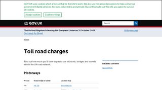 
                            9. Toll road charges - GOV.UK