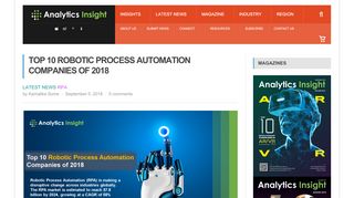 
                            5. Top 10 Robotic Process Automation Companies of 2018 ...