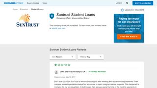 
                            9. Top 4 Reviews about Suntrust Student Loans - ConsumerAffairs.com