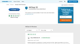 
                            7. Top 8 Reviews about AllClear ID - ConsumerAffairs