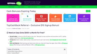 
                            6. TopCashBack Referral – Exclusive $15 Signup Bonus!