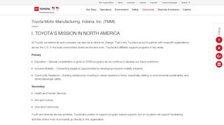 
                            2. Toyota Motor Manufacturing, Indiana, Inc. (TMMI)