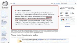 
                            6. Toyota Motor Manufacturing Indiana - Wikipedia