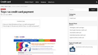 
                            7. Toys r us credit card payment - Credit card