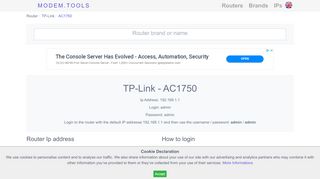 
                            1. TP-Link AC1750 Default Router Login and Password