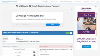 
                            4. TP-LINK Archer C2 Default Router Login and Password