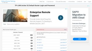 
                            3. TP-LINK Archer D2 Default Router Login and Password