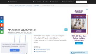 
                            4. TP-LINK Archer VR900v (v1.0) Default Password & Login ...
