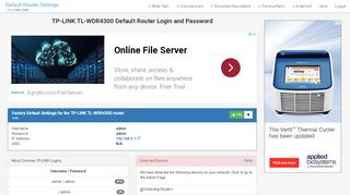 
                            3. TP-LINK TL-WDR4300 Default Router Login and …