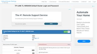 
                            11. TP-LINK TL-WR840N Default Router Login and Password