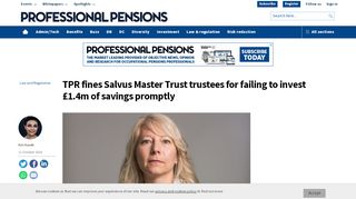 
                            6. TPR fines Salvus Master Trust trustees for failing to invest £1.4m of ...