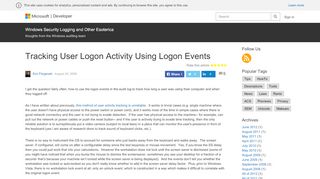 
                            1. Tracking User Logon Activity Using Logon Events – Windows ...