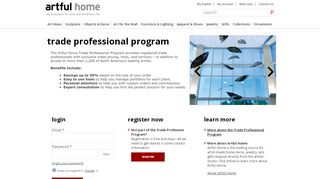 
                            2. Trade Professional Program: Log In - Artful Home