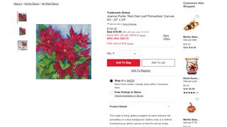 
                            9. Trademark Global Joanne Porter 'Red Oak Leaf Poinsettias' Canvas ...