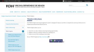 
                            7. TRAIN Virginia – Distance Learning - Virginia Department of Health