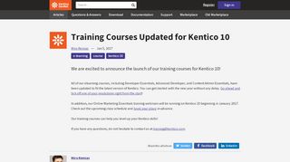 
                            9. Training Courses Updated for Kentico 10 - Kentico DevNet