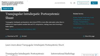 
                            8. Transjugular Intrahepatic Portosystemic Shunt - an overview ...