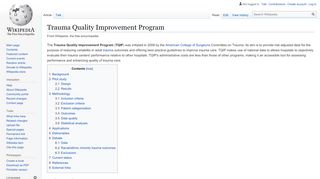 
                            6. Trauma Quality Improvement Program - Wikipedia