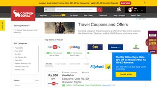 
                            7. Travel Coupons, Offers: Flights, Hotels, Bus ... - CouponDunia