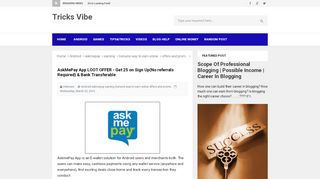 
                            9. Tricks Vibe: AskMePay App LOOT OFFER - Get 25 on Sign Up ...