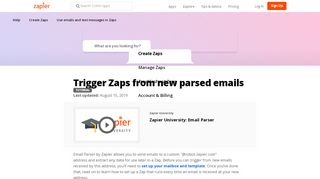 
                            2. Trigger Zaps from new parsed emails | Use emails and text ... - Zapier