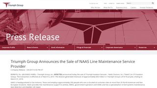 
                            3. Triumph Group Announces the Sale of NAAS Line Maintenance ...