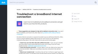 
                            2. Troubleshoot a broadband internet connection - AOL Help