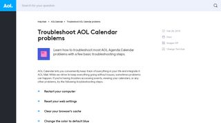 
                            4. Troubleshoot AOL Calendar problems - AOL Help