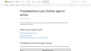 
                            5. Troubleshoot Lync Online sign-in errors - Lync