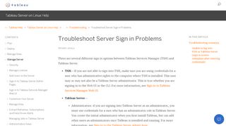 
                            6. Troubleshoot Server Sign in Problems - Tableau