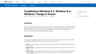 
                            11. Troubleshoot Windows 8.1, Windows 8 or Windows 7 hangs or ...