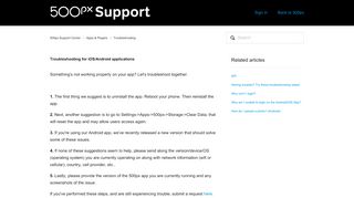 
                            5. Troubleshooting for iOS/Android applications – 500px Support Center