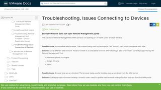 
                            2. Troubleshooting, Issues Connecting to Devices - VMware Docs