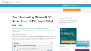 
                            10. Troubleshooting Microsoft SQL Server Error 18456, Login failed for user