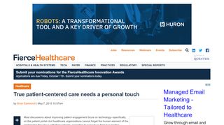 
                            9. True patient-centered care needs a personal touch | FierceHealthcare