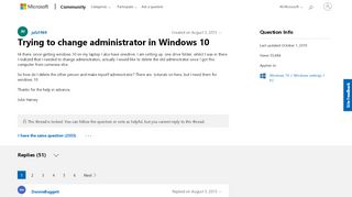 
                            8. Trying to change administrator in Windows 10 - Microsoft …