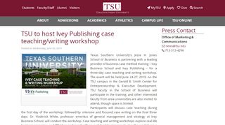 
                            7. TSU to host Ivey Publishing case teaching ... - Texas Southern University