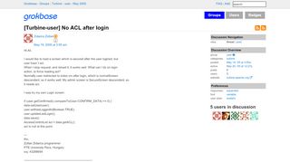 
                            1. [Turbine-user] No ACL after login - Grokbase