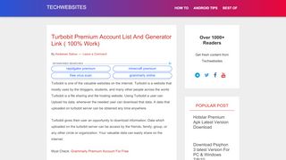 
                            2. Turbobit Premium Account List And Generator Link ( 100 ...