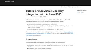 
                            8. Tutorial: Azure Active Directory integration with Achieve3000